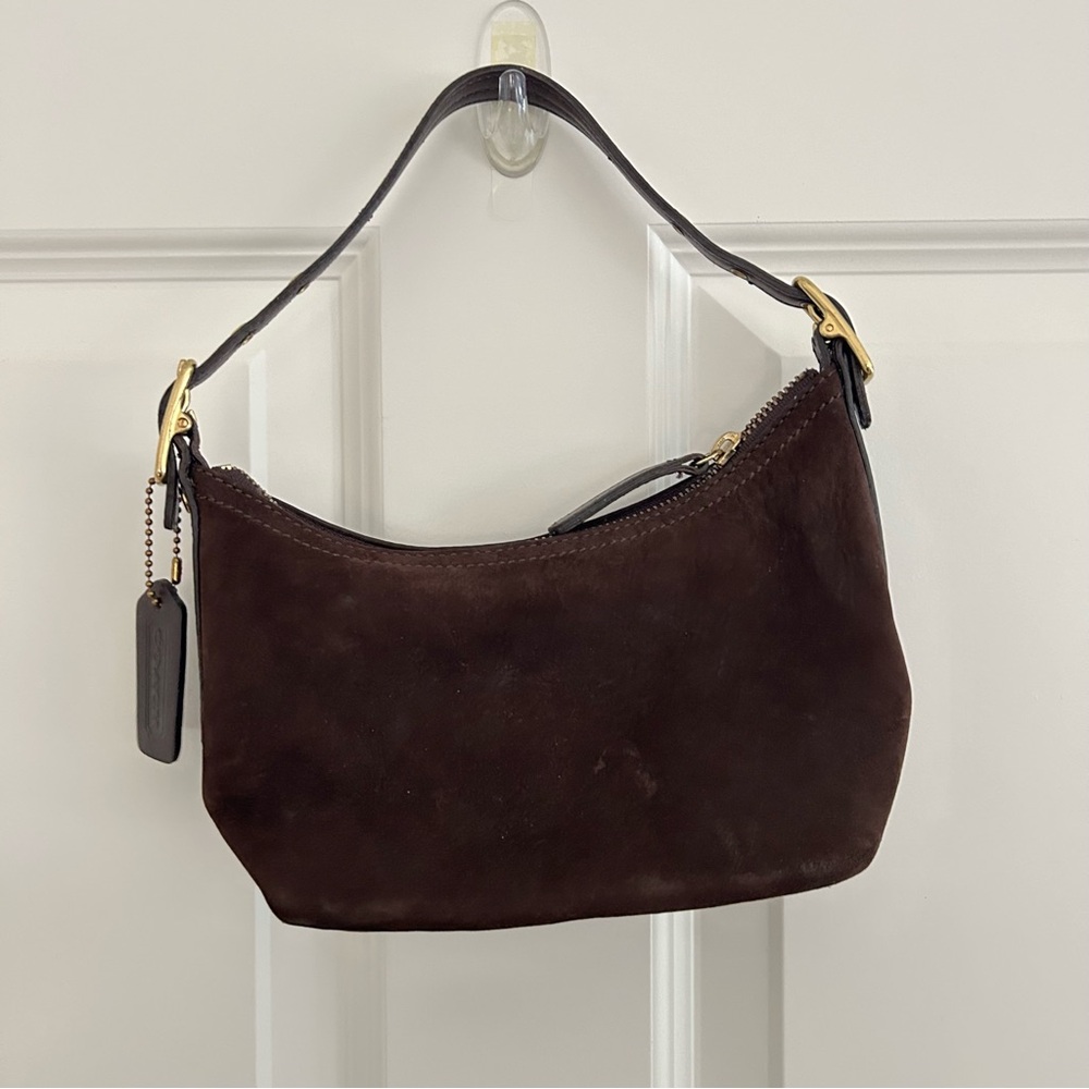 Coach Small Brown Shoulder Bag with Gold Hardware
